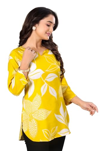 Image of Women's Short Kurti in TopsTunic Rayon Cotton Blend | Ladies Ethnic Tunic