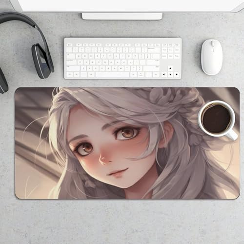 Protector de escritorio White Hair Anime goma blanco 30x60cm miniatura 5