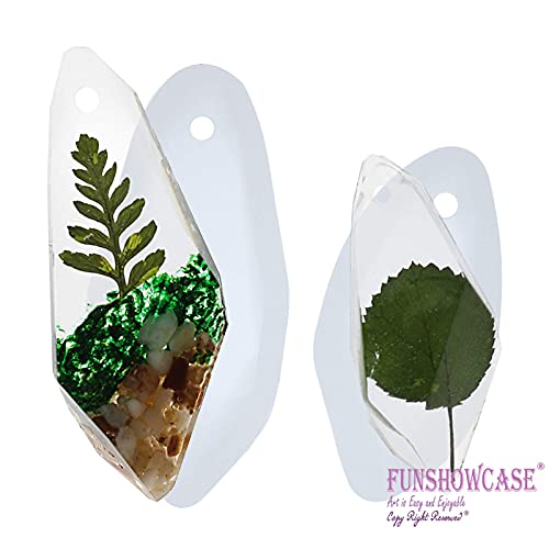 Funshowcase Long Quartz Crystal Cabochon Gem Silicone Mold Trays For Crafting, Resin Epoxy, Soap, Jewelry Making, With Hole 2 In Set #TOP3