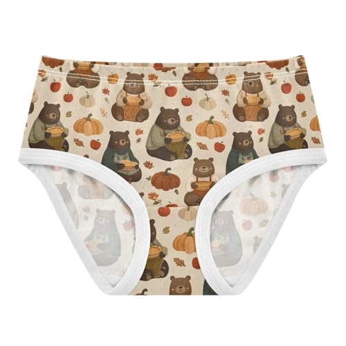 Girls Underwear Soft Cotton Thanksgiving Bear Pumpkin Kids Panties in Sizes 2/3t, 4t, 5t, 6 and 8