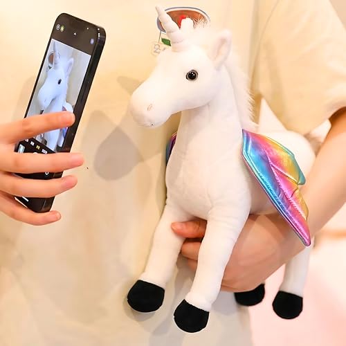 Image of Tickles Magical Unicorn with Rainbow Wings Soft Stuffed Plush Animal Toy for Kids Boys & Girls Birthday Gift (Size: 40 cm, Color: White)
