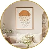 Sweetcrispy 30in Round Bathroom Mirrors for Wall, Bathroom Mirrors for Over Sink, Wall Decor for Bathroom, Entryway, Bedroom, Vanity, Classical Gold