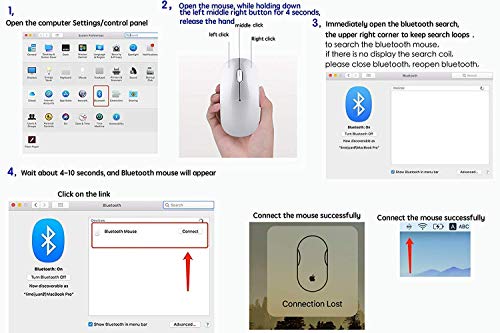 Zeru Bluetooth Mouse Rechargeable Wireless Mouse For Macbook Pro,Bluetooth Wireless Mouse For Laptop Pc Computer (Silver) #TOP5