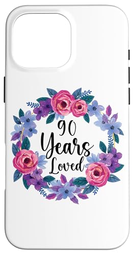Floral 90 Year Old 90th Birthday Women Funny 90 Years Loved �X�}�z�P�[�X iPhone 16 Pro Max �p