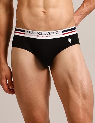 Image of U.S. Polo ASSN. Men's I006 Elasticized Waist Pure Cotton Underwear Briefs - Pack of 5