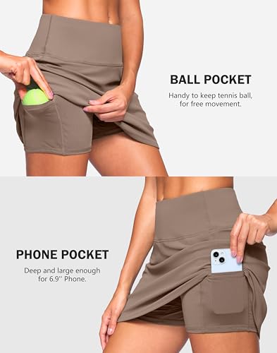 Image of SANTINY 13.5 inch /15 inch Skorts for Women with 2 Pockets High Waisted A Line Casual Pickleball Golf Skort Athletic Tennis Skirt