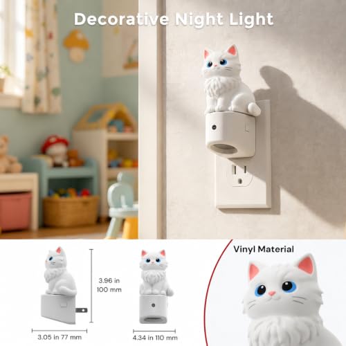Image of L LOHAS LED Night Light for Kids,Dusk to Dawn Sensor,RGB+Soft White 3000K | Kids Night Light, Night Lights ,3D Cute Ragdoll Cat,Birthday Gift Nightlight for Kids, Room Decor