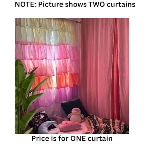 Image of NYSARG Decor HUB Pink Crush Ruffle Curtain for Window | Boho Style |Light Filtering | 5 * 3.5 feet | Single Curtain for Living Room, Bedroom, Kids Room & Kitchen