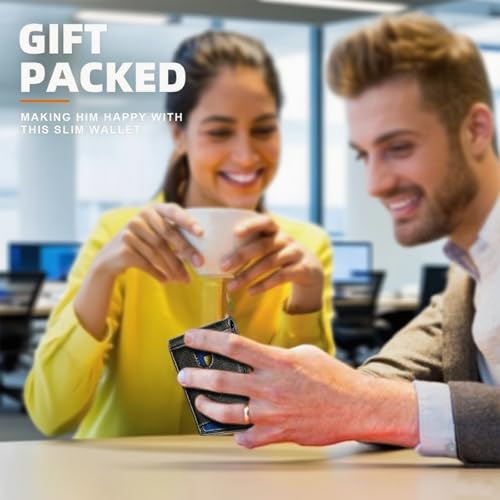 Vintage Bifold Wallet for Men with ID Window and Card Slots Slim Minimalist Design for Business Travel Everyday Use(Black)4