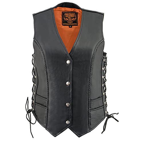 Image of Milwaukee Leather Women's Premium Classic Leather Motorcycle Rider Vest w /Adjustable Side Laces