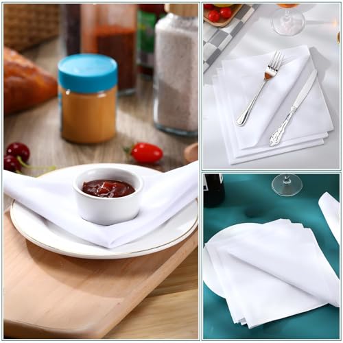 Image of Leinuosen 100 Pcs White Handkerchiefs for Men, 8.3 inch Cotton Hankie Bulk Set, Classic Pocket Square for Wedding, DIY Embroidery