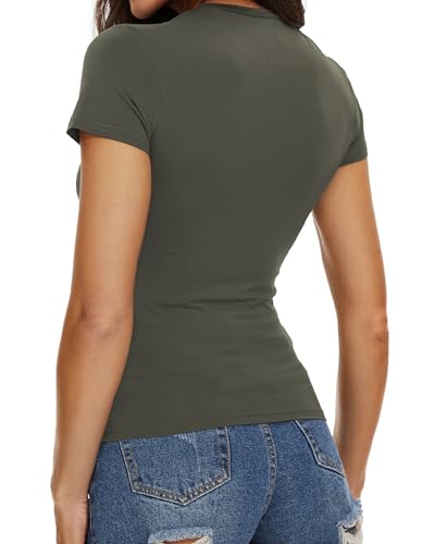 Image of Womens Basic Tees Summer Short Sleeve Shirts Slim Fit Tight T Shirt Going Out Tops Trendy 2026