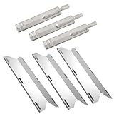 GDCERIX Grill Replacement Parts for Jenn Air 720-0061, 720-0061-LP, 720-0062, 720-0063, 720-0099-NG, 720-0100-NG, Cast 304 Stainless Steel Burners and Stainless Steel Heat Plates for Jenn Air, 3 Packs
