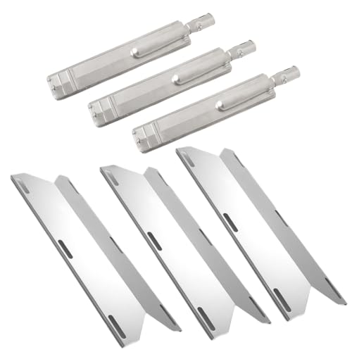 GDCERIX Grill Replacement Parts for Jenn Air 720-0061 720-0061-LP 720-0062 720-0063 720-0099-NG 720-0100-NG Cast 304 Stainless Steel Burners and Stainless Steel Heat Plates for Jenn Air 3 Packs