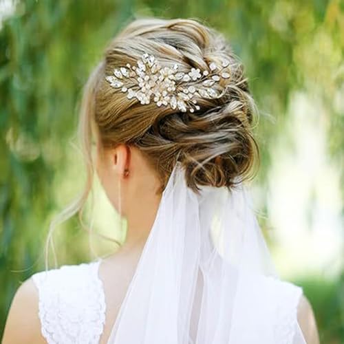 Set de 5 accesorios de cabello nupcial con cristales y perlas miniatura 6