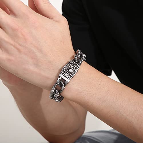 Klapgo Gothic Skull Stainless Steel Linked Chain Bracelet Punk Rock Mens Women Silver Color Bracelet Jewelry 8.66Inch #TOP6