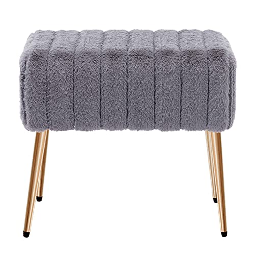 Duhome Sitzhocker Polsterhocker Hocker Schminkhocker Metallbeine 9162, Farbe:Grau, Material:Samt Cover