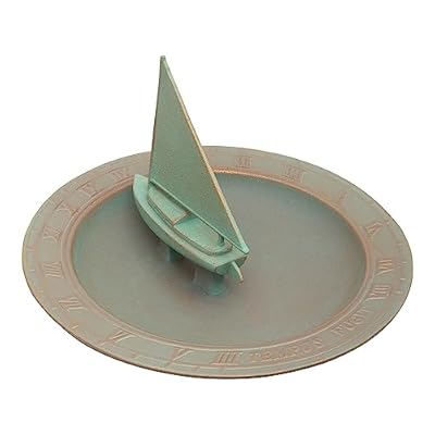 Whitehall Products Sailboat Sundial Birdbath, Copper Verdi