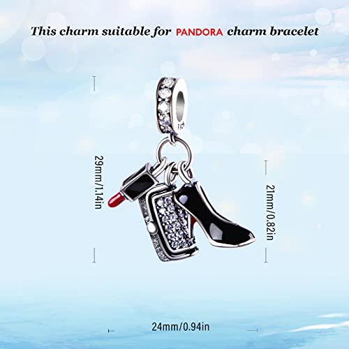 Symretie Ciondolo Donne in Argento Sterling 925, con Zirconia Cubica, Compatibile con Bead Charm Braccialetti Pandora e Collane Europei per Donne Ragazze