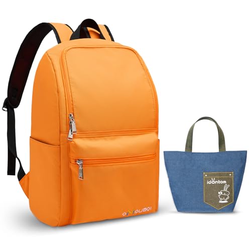 OMOUBOI Laptop Backpack for Men Women Fits 14-15.6 Inch Laptop Lightweight Bookbag School Rucksack Work Bags Anti Theft Casual Daypack for Tennis Hiking Weekender Travel Business College, Orange
