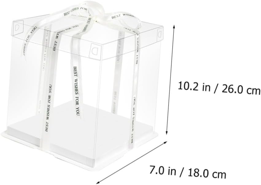 5pcs 8-inch Elevated Birthday Cake Boxes Food Packaging Dessert Containers with Random Ribbon for Bakery and Party Cake Storage
