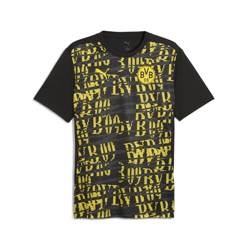 Image of PUMA - Mens BVB Prematch Short Sleeve Jersey, Color Black/Faster Yellow, Size: Small