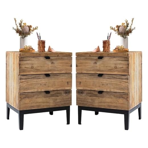 Wooden Farmhouse Nightstand with 3 Drawers