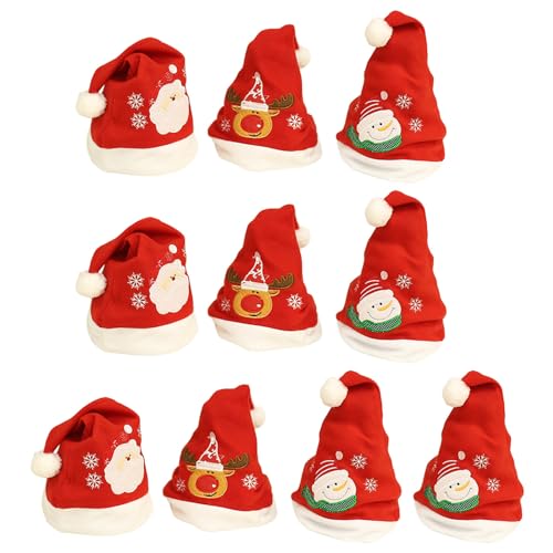 Chapeau de Père Noël pour adultes bonnet vacances cosplay lot de 10