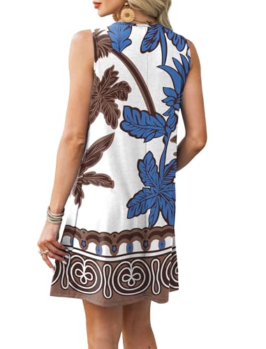 Image of RUMIA Swimsuit Coverup for Women Summer Sleeveless Beach Dress | Crew Neck, Pockets, Eyelet, Boho, Above knee Length, A-Line. Everyday wear, Sundresses, Cruise Wear, Vacation essential