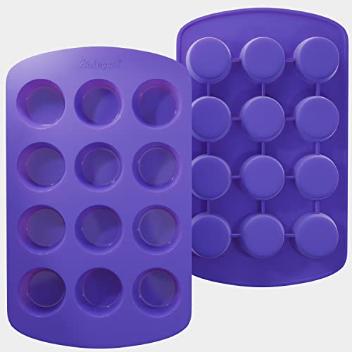 Bakerpan Silicone Mini Muffin Pan, Cupcake Tray, Baking Cups Holders, 12 Cavities - Set Of 2 #TOP1