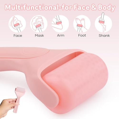 Facial Roller Massager, Cold Gel Mask and Ice Roller for Face and Eyes, Tighten Pores, Relieve Wrinkles, Small Skin Care Tools, Pink - Image 2