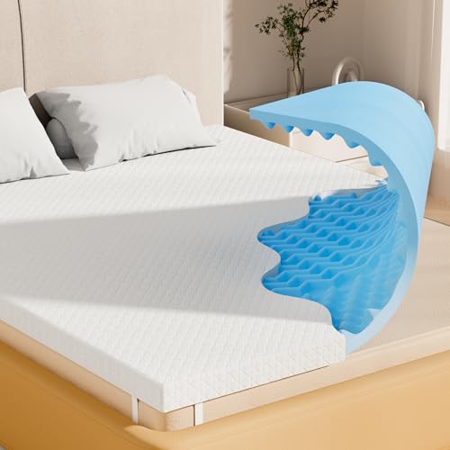 Lista de Colchoncillos - los más vendidos. 42 CroSpin Colchoneta Memory Foam con Gel, 5 Zonas de Soporte Ergonómico, Incluye Funda Extraíble y Lavable, Grosor 5 cm, Queen Size (150x190 cm), Alivia el Dolor de Espalda