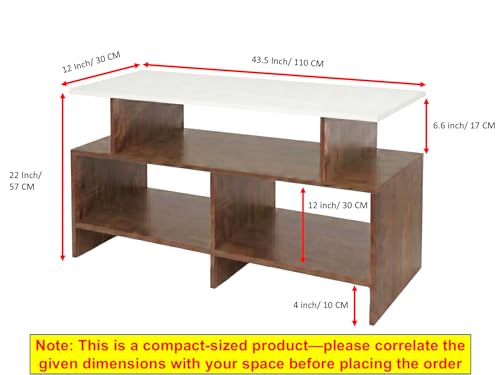 Image of Alpine Willow TV Stand Wooden (DIY Assembly) | TV Stand Table for 32-50 Inch TVs | TV Unit for Living Room | TV Entertainment Unit | TV Cabinet with Storage -110x30x57 cm (Walnut)