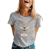 Regalo Cumpleaños Mujer Camiseta De Manga Corta con Cuello Y Estampado De Abejas De Primavera Y Verano para Mujer Camiseta Fitness Mujer Camiseta Deporte Mujer Manga Corta Top H Flor Cuello Ofertas