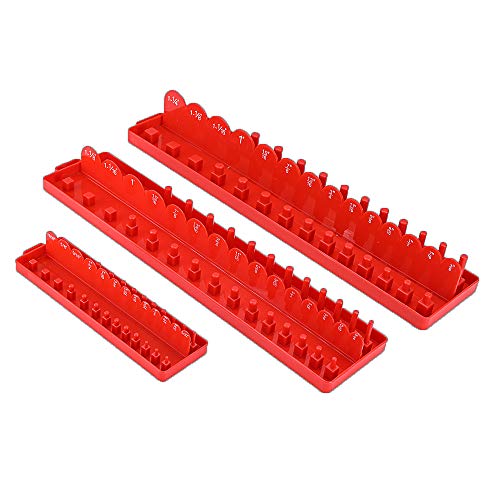 Organizador de llaves de vaso SAE juego de 3 bandejas de 1/4 3/8 y 1/2 pulgadas para taller