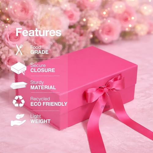 Image of RBS - Foldable Gift Box with Ribbon 23 x 16 x 10cm Gift Boxes for Packaging (1 Pack) Multi-Purpose Gift Boxes for Presents Reuse Gift Packing Box Decorative Hamper Box (Pink Panther)