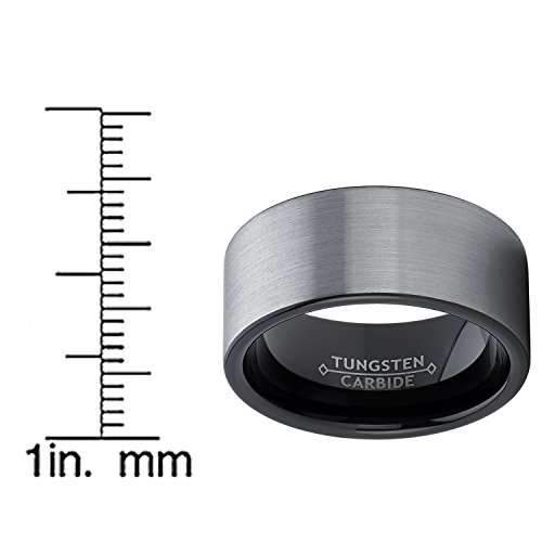 Men's Black Tungsten Carbide Pipe-Cut Wedding Band Engagement Ring Brushed Comfort Fit 12mm4