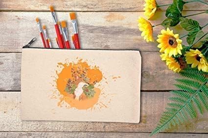 Dhamee Cotton Canvas Bags for Crafts White Blank DIY Makeup Bags Pencil Case Canvas Pouch for Travel, Party Gift,Travel Toiletry with Black Zipper Makeup Bag Cosmetic Bag Multipurpose (12) 3