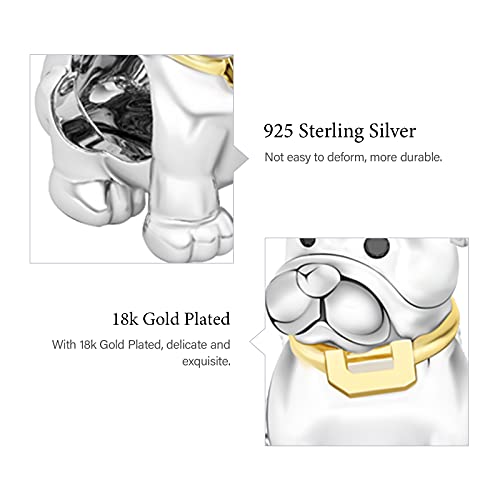 Image of GNOCE Pet Dog Bead Charm for Women,Silver Charms Necklace Bracelet for Her, Jewelry Gift