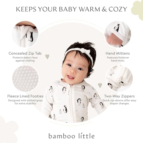 Image of Bamboo Little Soft Baby Footie Pajamas, Baby Clothes, Newborn Sleepers, 95% Viscose and 5% Spandex, 0-24 Months