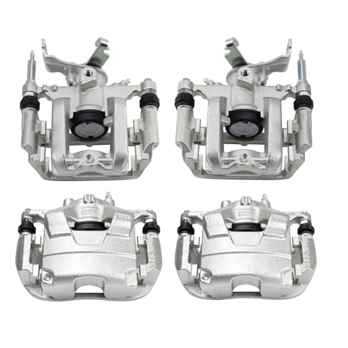 Image of TRQ Front and Rear Brake Caliper Set Zinc Coated Brackets Hardware Compatible with 2012-2017 Buick Verano