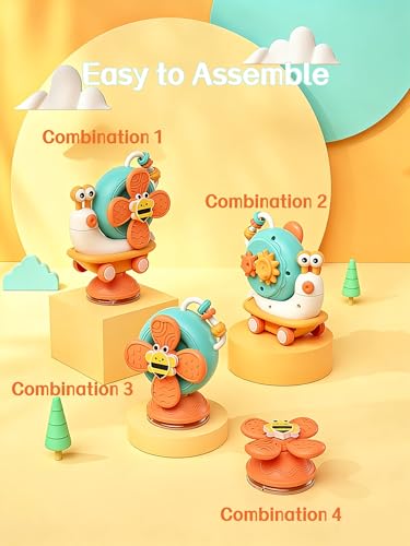 Hochstuhl Saugnapf Spielzeug für Babys ab 6 Monaten, Motorik Montessori Spielzeug ab 1 Jahr, Sensorik Baby Saugnapf Spielzeug, Weihnachts- und Ostergeschenk für Mädchen & Jungen 7 8 9 10 11 12 Monaten