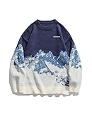 Aelfric Eden Snow Mountain Sweater Men Casual Knitted Sweater Oversized Graphic Pullover Sweater