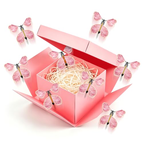 Caja sorpresa explosiva con mariposas voladoras, ideal para cumpleaños, San Valentín, Navidad y Día de la Madre, efecto sorpresa al abrir