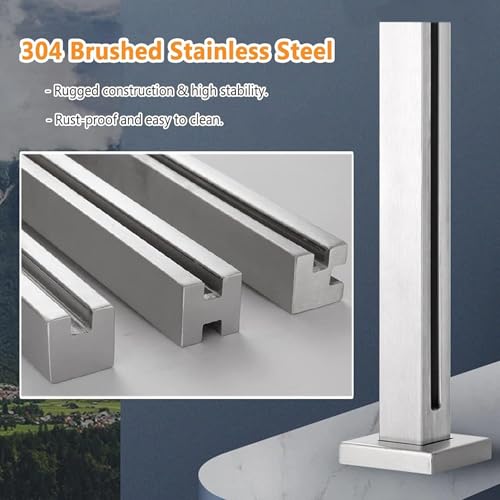 Abrazadera de cristal para poste pasamanos de acero inoxidable 105cm 8
