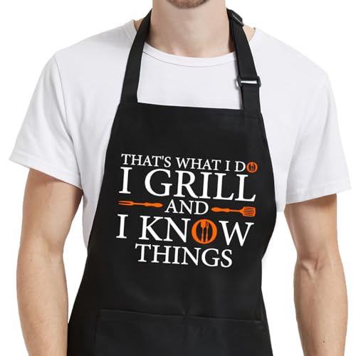 Gvlrbut Funny Grilling Aprons for Men, BBQ Dad Apron for Grill Cooking Kitchen, Chef Apron for Father Grandpa, Birthday Gifts for Husband from Wife