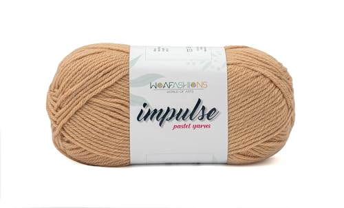 Image of WOAFashions Impulse Hand Knitting & Crochet Yarn, Premium Acrylic, 4 : Medium (Dark Beige) (100gms / 3.5oz / 200mtr / 218yds)