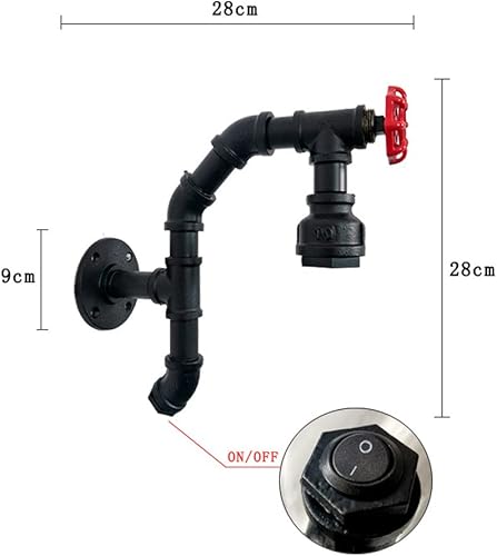 Miniatura 3 de Lámpara de pared industrial de granja retro con interruptor, lámpara de pared de metal antiguo para bar, pasillo, escaleras, balcón, cafetería,