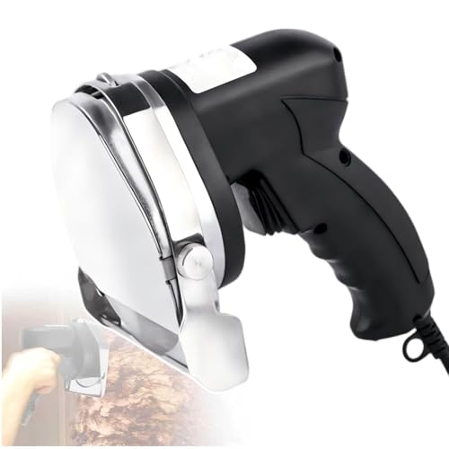 DEEguesu Cortadora EléCtrica De Carne, Grosor De Corte Ajustable De 0 A 8 Mm, Cortadora Manual para Wraps/Shawarma, Ideal para Barbacoas Y Restaurantes