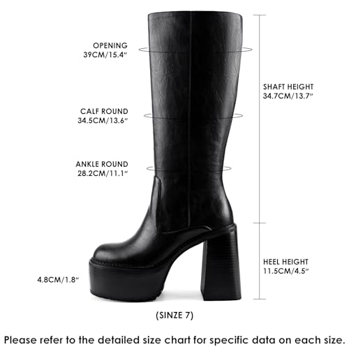 Platform Mid Calf Boots for Women High Heel Block Heel Women’s Tall Boots Square Toe Comfortable Casual Boots Trendy Stylish Shoes2